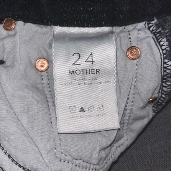 MOTHER High Waisted Looker Ankle Skinny Leave The Light On Washed Black 24 - Picture 10 of 11